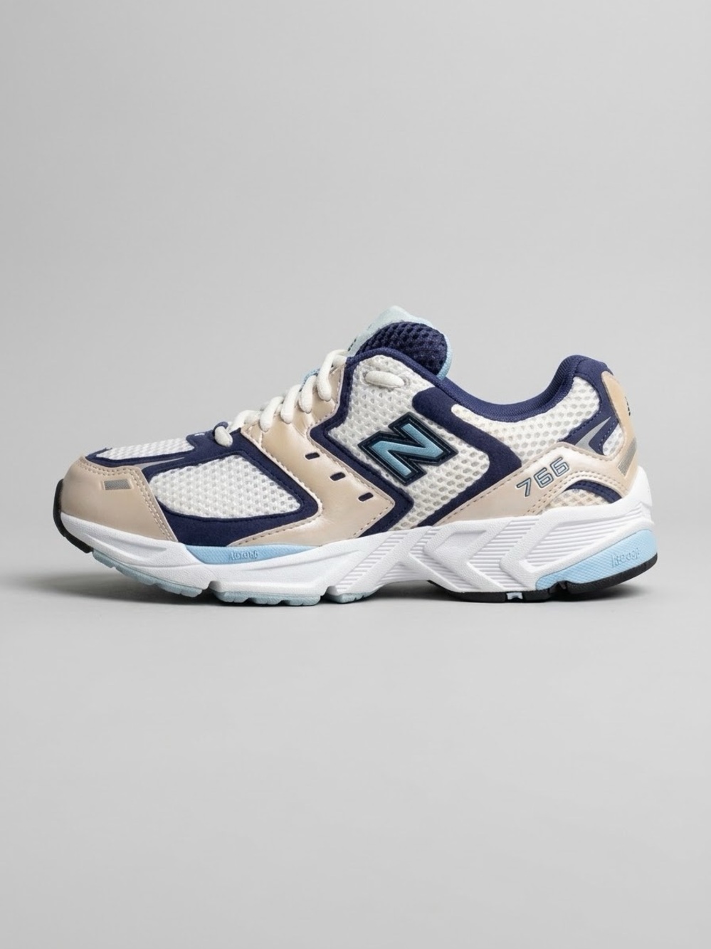 New Balance 766 Pearl White Navy Blue Athletic Sneakers W766NC Womens Size 7